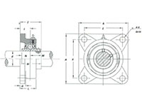 BUCNPF Nickel Plated 4-Bolt Flanges - Dimensions