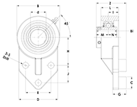 SUCSOFB 3-Bolt Flange Bracket Units - Dimensions